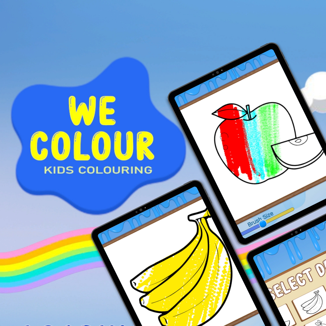 Black Minimalist Website Mockup Instagram Post We Color paint and coloring game for kids